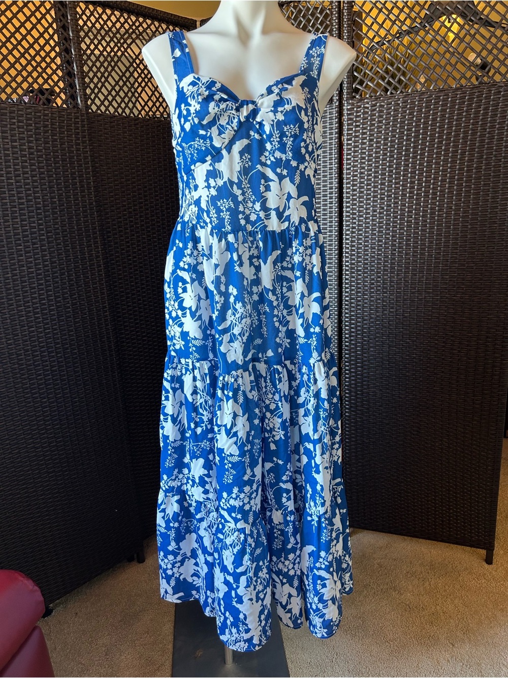 HALARA Blue & White Floral Maxi Dress
